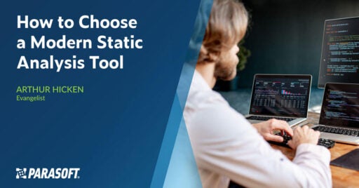 How to Choose A Modern Static Analysis Tool and image of man working on laptop