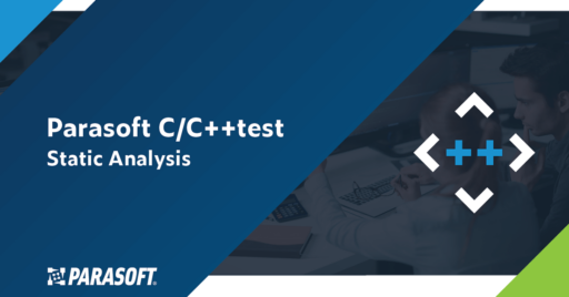 Parasoft C/C++test Static Analysis avec le logo du produit à droite