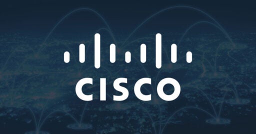 Image of cityscape at night with Cisco logo overlay.