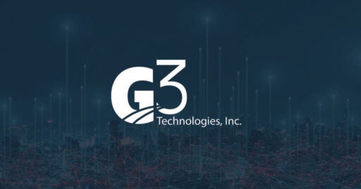 Image of cityscape at night with G3 logo on top.
