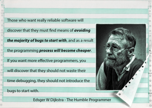 Zitat aus „The Humble Programmer“, geschrieben von Edsger W. Dijkstra