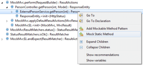 Screenshot showing Parasoft Jtest's Unit Test Assistant flow tree