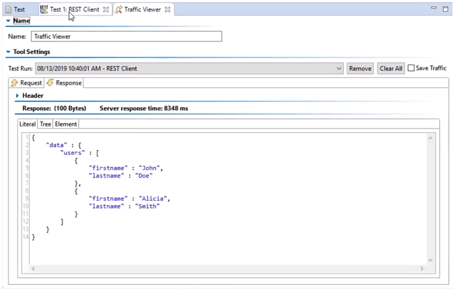 Screen capture of Parasoft SOAtest Traffic Viewer.