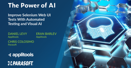 The Power of AI: Improve Selenium Web UI Tests With Automated Testing and Visual AI and graphic of human brain with connectivity overlay on right