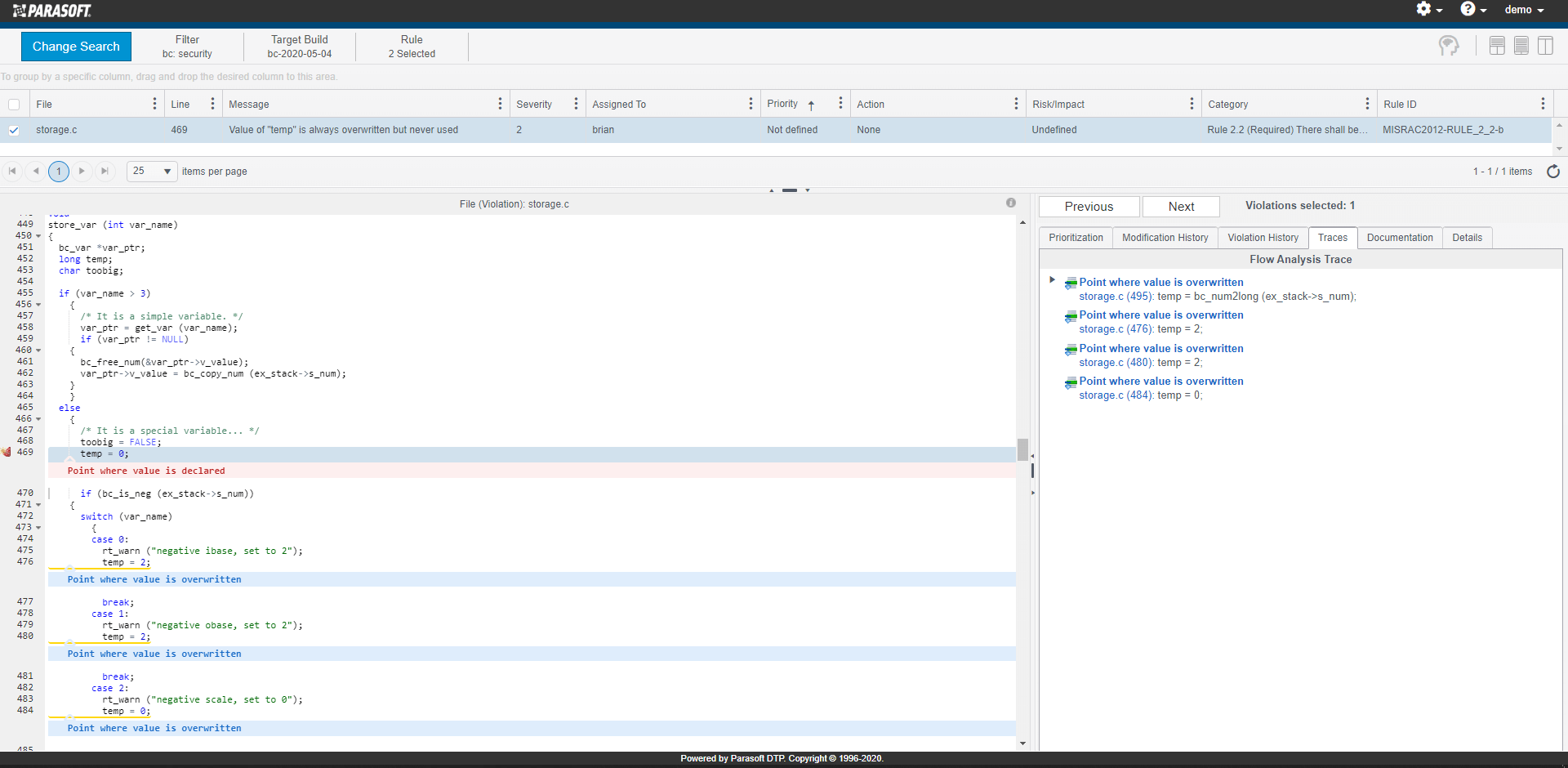 Ergebnisse der interaktiven DTP-Navigation