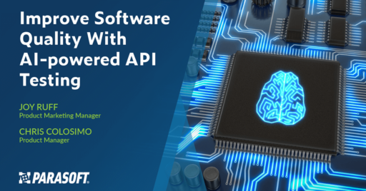 Improve Software Quality With AI-Powered API Testing with graphic of brain on a computer chip system on right