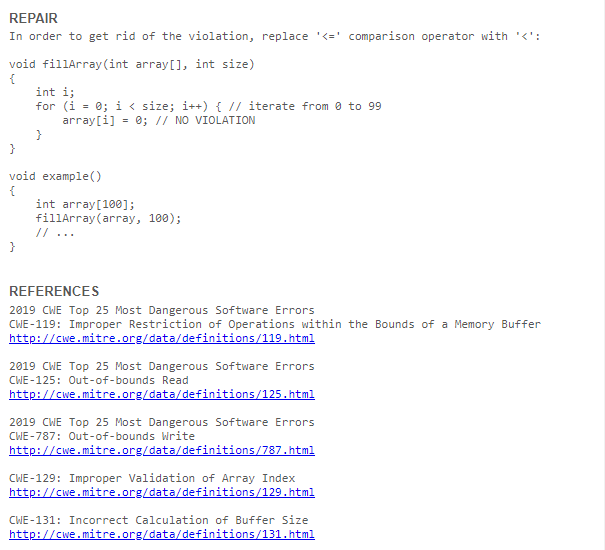 ParasoftC/C++test Example of Repair