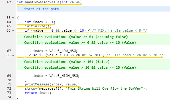 Parasoft C / C ++ - Test Beispiel für Trace-Informationen