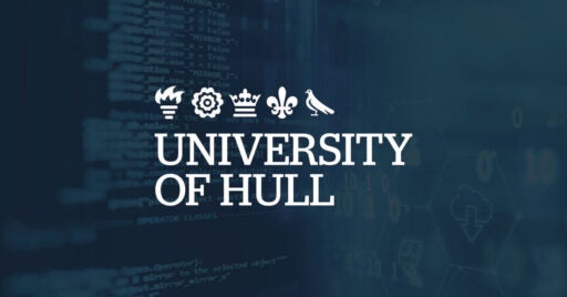 Image of source code with University of Hull logo overlay.
