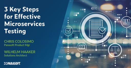 3 Key Steps for Effective Microservices Testing and graphics on right with a connectivity overlay