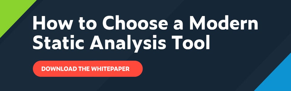 Text: So wählen Sie ein modernes statisches Analysewerkzeug mit CTA aus: Laden Sie das Whitepaper herunter