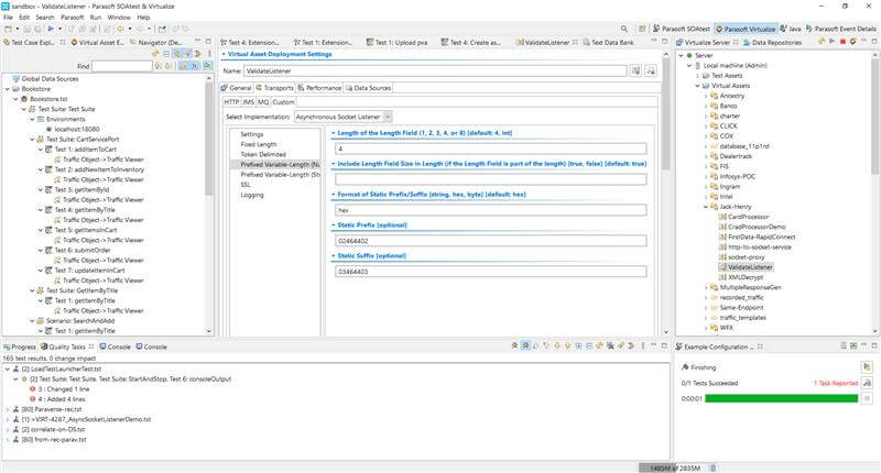 Captura de pantalla del oyente de socket TCP (ValidateListener). Mostrar nuevas opciones configurables le permite indicar cuando un mensaje ha finalizado la transmisión.