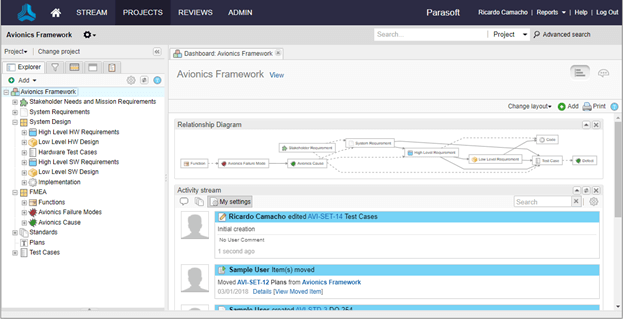 Screenshot eines Jama Connect-Projekts