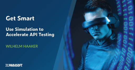 Get Smart: Use Simulation to Accelerate API Testing und Bild eines Mannes mit VR-Brille rechts