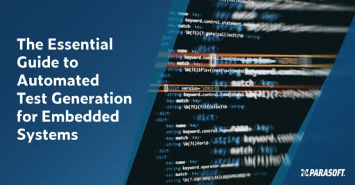 The Essential Guide to Automated Test Generation for Embedded Systems mit Bild von Codezeilen auf der rechten Seite