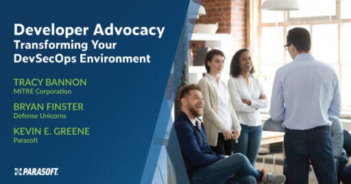 Why Developer Advocacy is the Key to Transforming Your DevOps Environment and image of people collaborating and talking