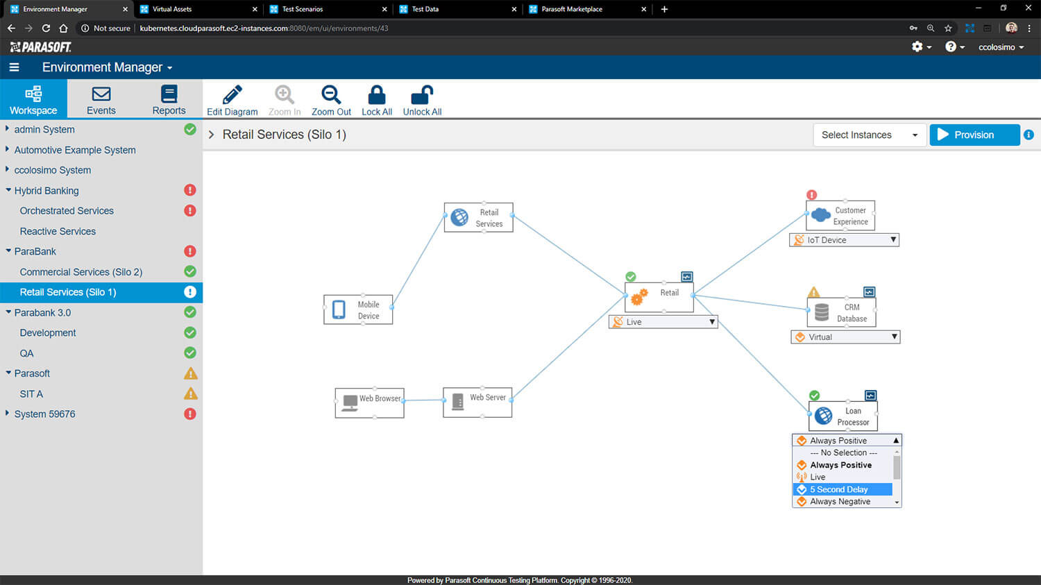 Screen capture of Parasoft Virtualize in CTP