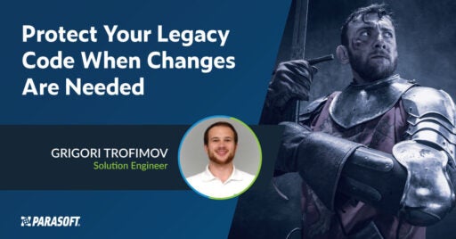 Protect Your Legacy Code When Changes Are Needed webinar title and headshot of speaker with graphic of knight on the right