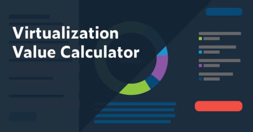 Texte du calculateur de valeur de virtualisation montrant une image abstraite d'un graphique à secteurs et d'une légende.