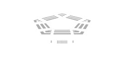 Logotipo del Departamento de Defensa en blanco