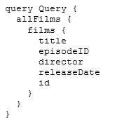 Image of simple code example for a GraphQL query.