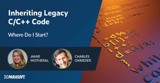 Erben von Legacy-C/C++-Code: Wo fange ich an? Text links mit Bild von Softwarecodezeilen rechts