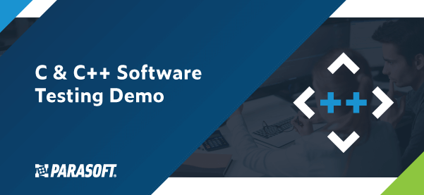 C & C++ Software Testing Demo Text on left with C/C++test logo on right