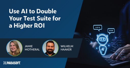 Use AI to Double Your Test Suite for a Higher ROI on left with AI bot on right