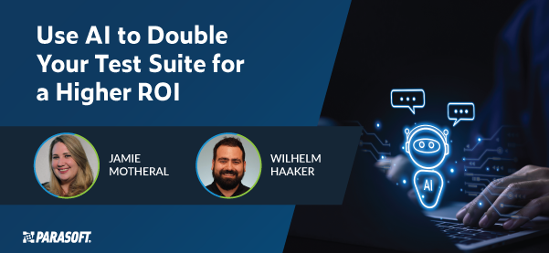 Use AI to Double Your Test Suite for a Higher ROI on left with AI bot on right