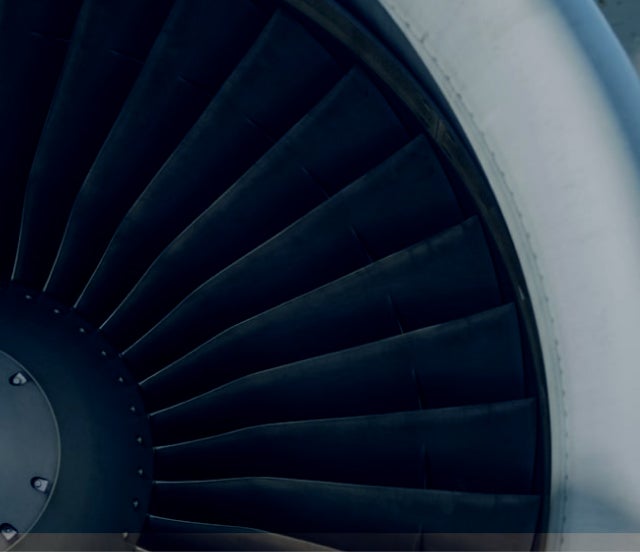 Extreme closeup of part of a jet engine.