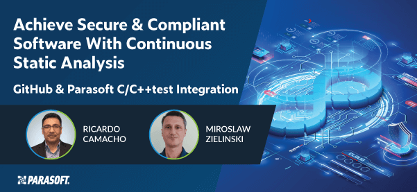 Achieve Secure & Compliant Software With Continuous Static Analysis and image of infinity symbol for continuous testing on the right