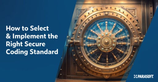 Title on the left: How to Select & Implement the Right Secure Coding Standard. On the right is an image of a gold plated security vault cover.