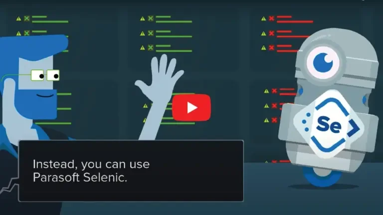 Screenshot des Selenic-Übersichtsvideos. Karikatur eines Mannes, der den Selenic-Bot ansieht.