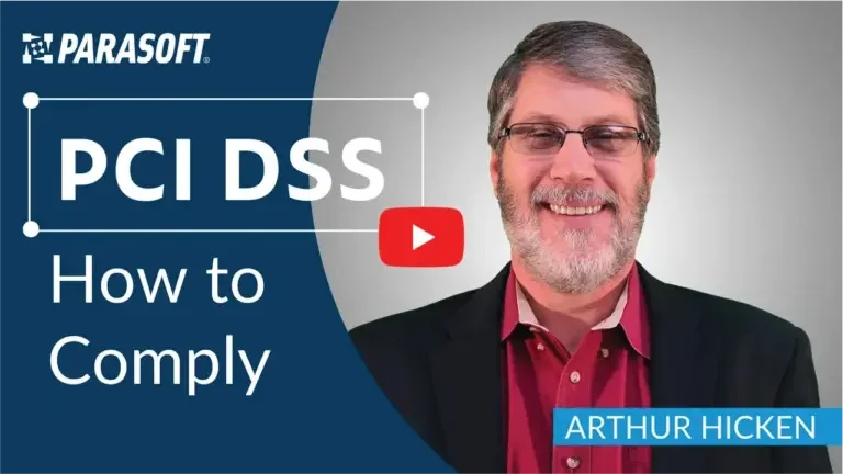 PCI DSS How to Comply Titel des Videos mit Porträtfoto des Sprechers Arthur Hicken rechts
