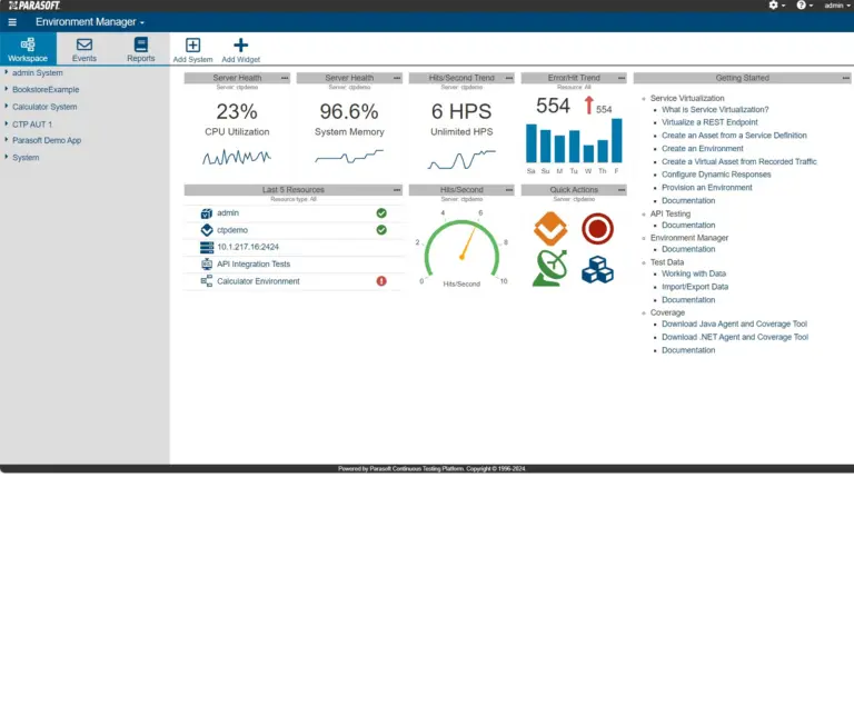 Screenshot of Parasoft CTP