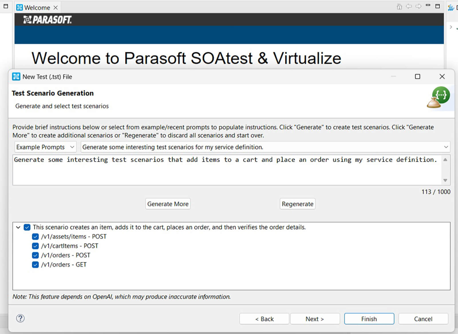 Captura de pantalla de la página de bienvenida de Parasoft SOAtest & Virtualize