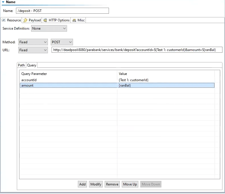 Example of scriptless test creation from parametrized data in Parasoft SOAtest