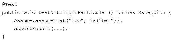 JUnit 4 test case assumption