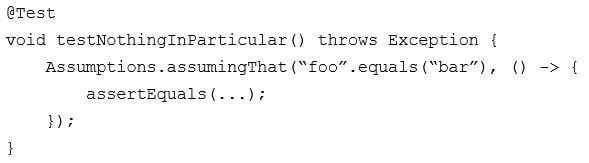 JUnit 5 test case assumption