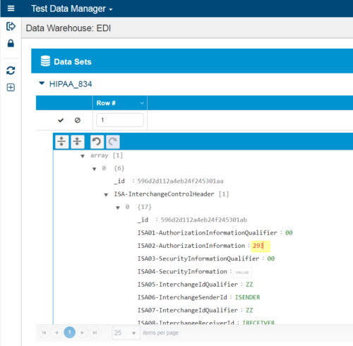 Screenshot of data editor in the Test Data Manager in Parasoft Virtualize