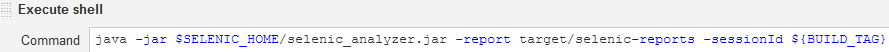 Screenshot of Jenkins CI, how to execute the Selenic Analyzer as another step in the pipeline