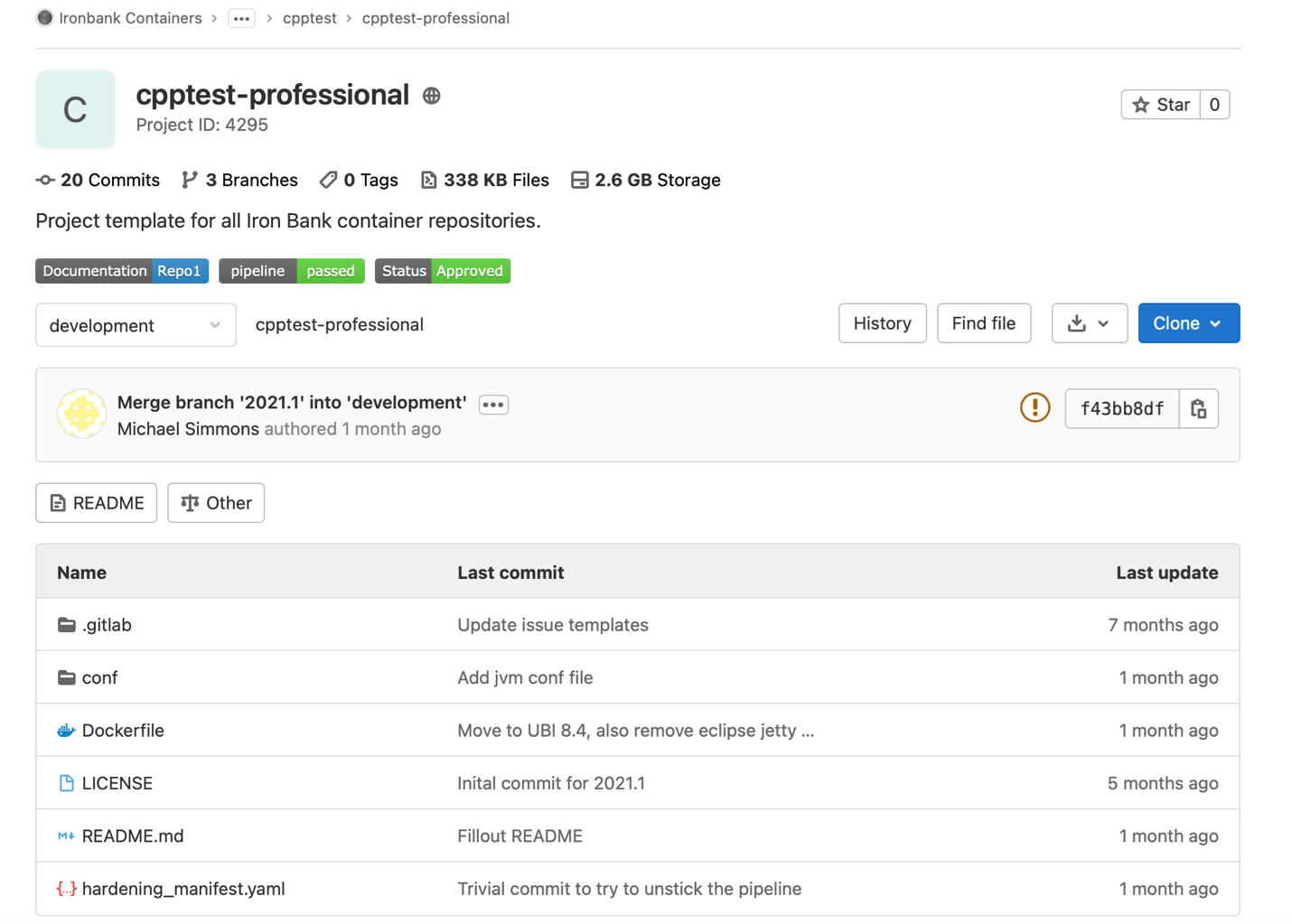 Parasoft Iron Bank Repository Screen shot of Parasoft C/C++test Professional Iron Bank repository.