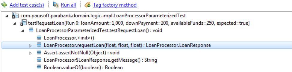 Flow tree view in Parasoft Jtest