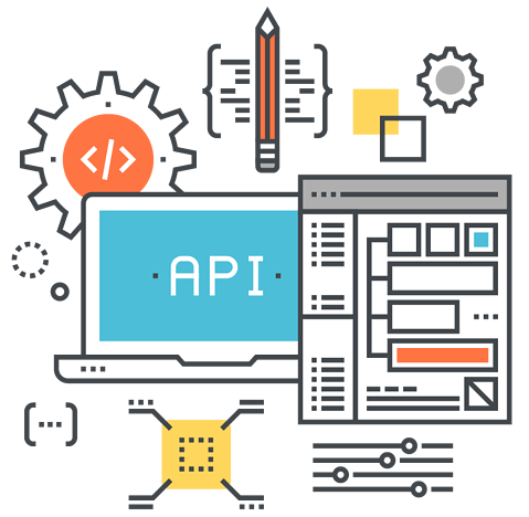 Graphic of an API showing its breadth and connectivity