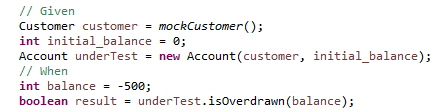 Code example showing how to control behavior of objects. Screen capture of code showing how to control behavior of objects