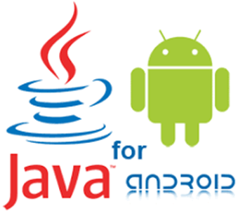 Java for Android showing logos Java (cup of coffee) and Android (green droid figure) side by side