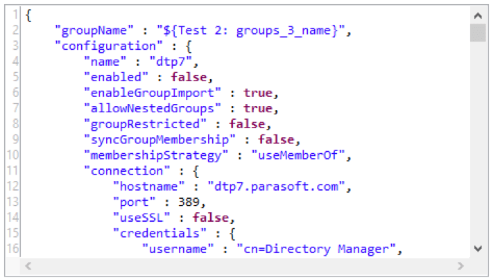 Screenshot of lines of JSON data