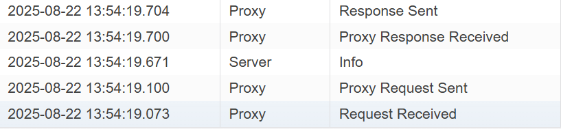 Closeup screenshot of Proxy messages.